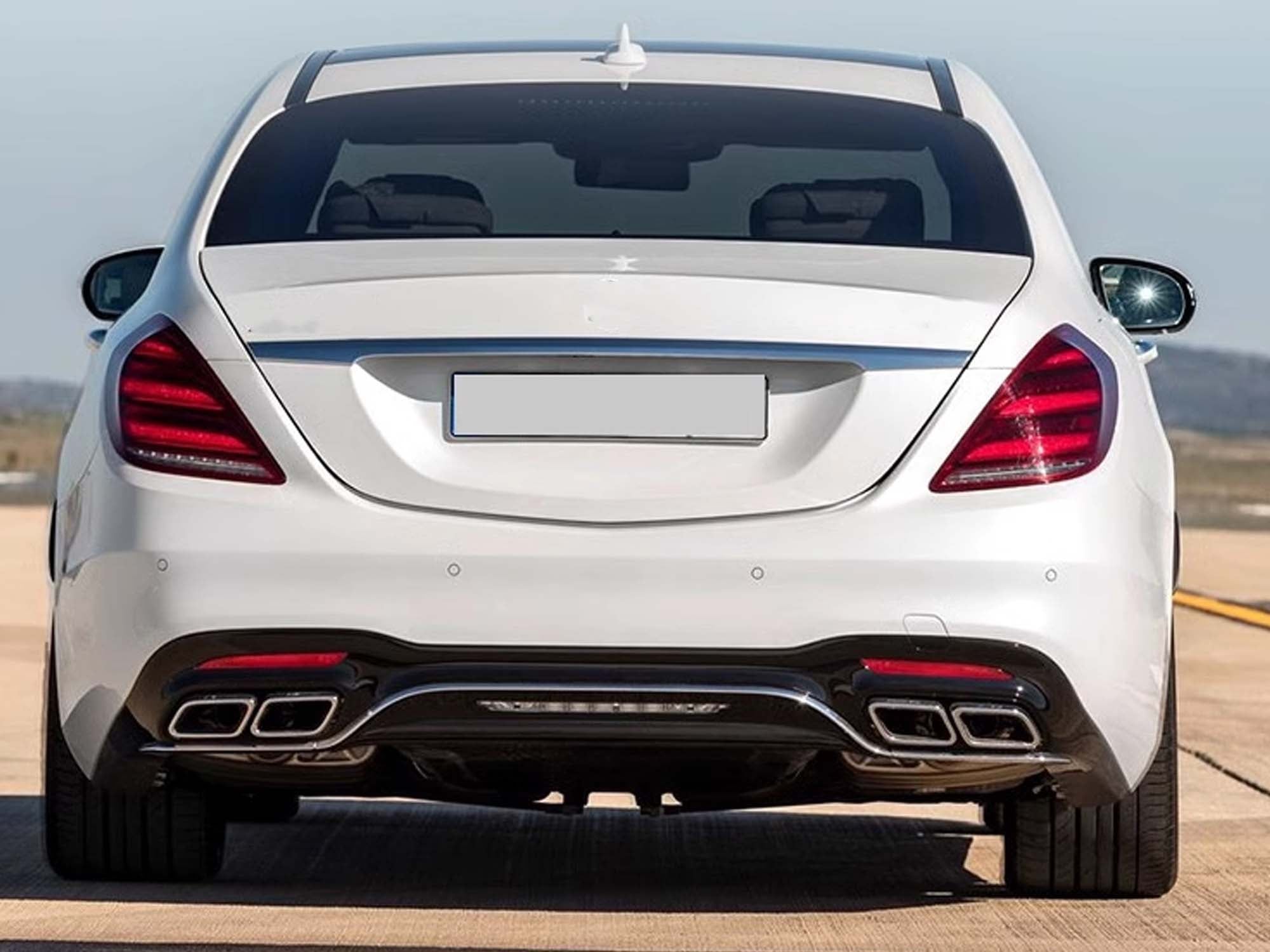 Schwarz Heckdiffusor Diffusor Endrohre für Mercedes W222 V222 AMG Line 17-20 MOPF - Image 2