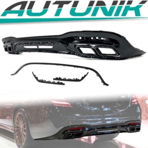 Schwarz Heckdiffusor Diffusor Endrohre für Mercedes W222 V222 AMG Line 17-20 MOPF