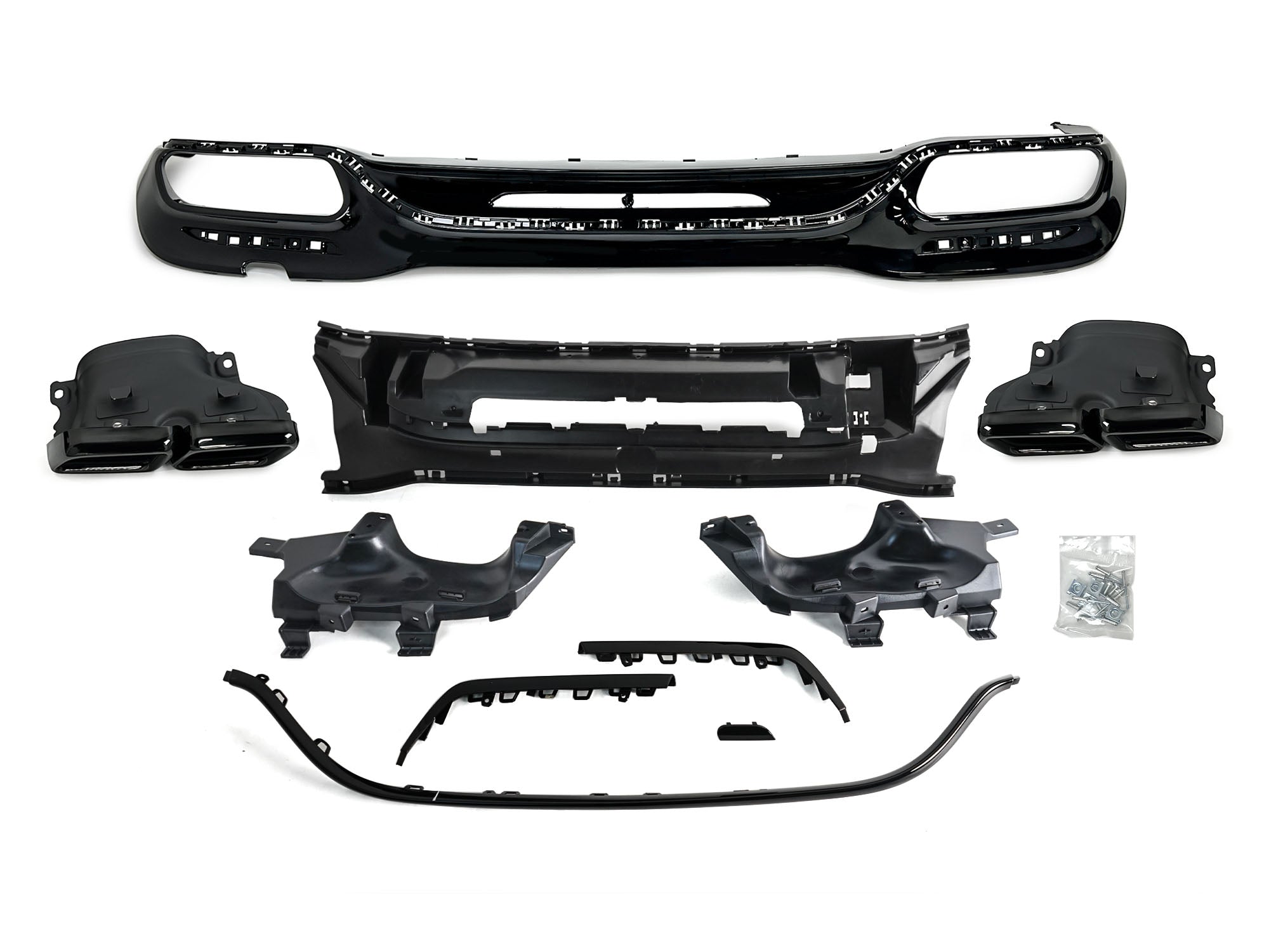 Schwarz Heckdiffusor Diffusor Endrohre für Mercedes W222 V222 AMG Line 17-20 MOPF - Image 4