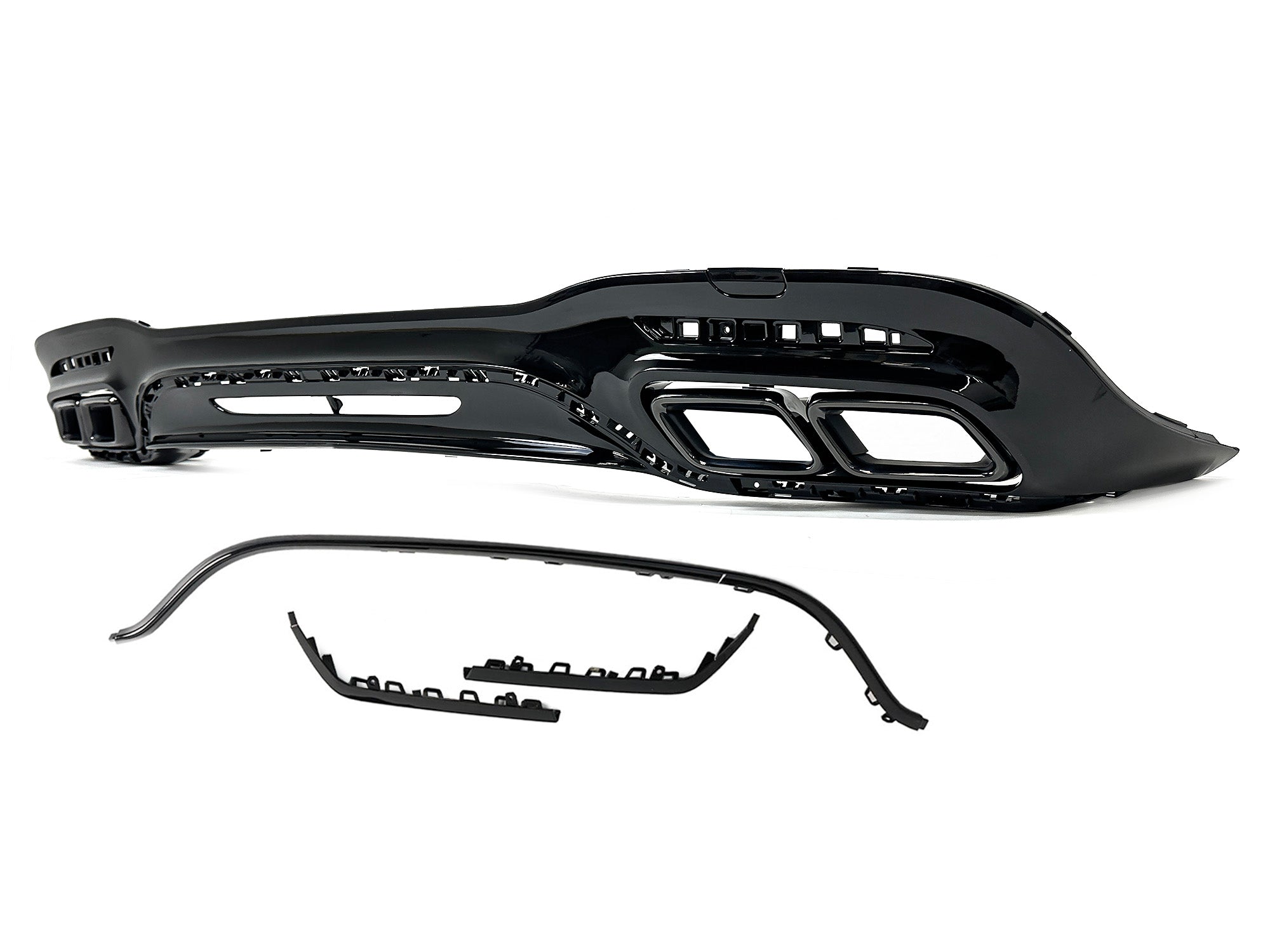 Schwarz Heckdiffusor Diffusor Endrohre für Mercedes W222 V222 AMG Line 17-20 MOPF - Image 7